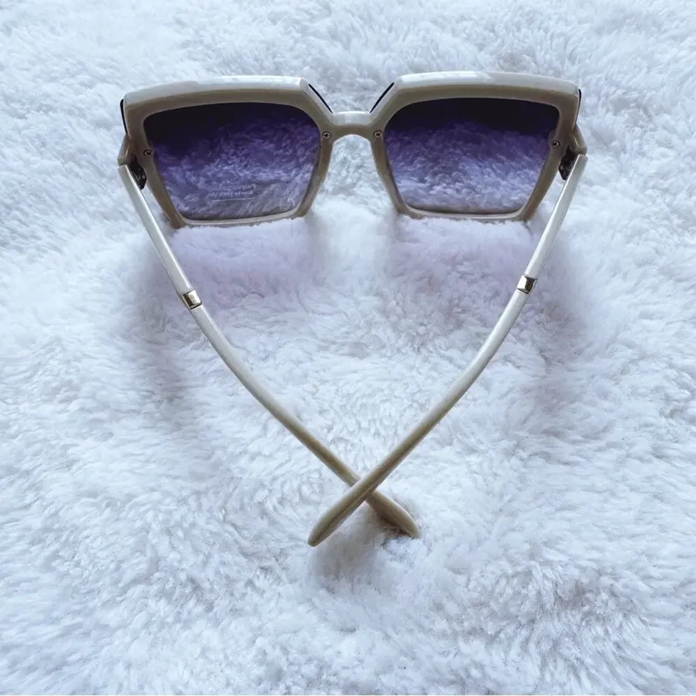 Gloria Cream Square Oversized Sunglasses